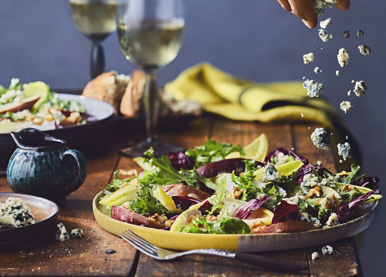 Endive and blue cheese salad recipe and photo styled by Toronto food stylist, Annabelle Waugh.