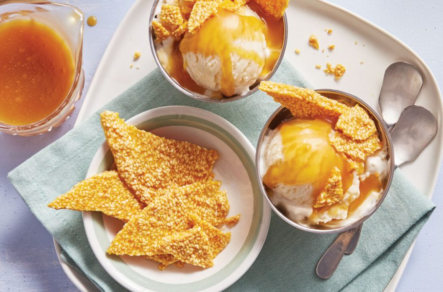Sesame brittle sundaes - recipe development and food styling by toronto recipe developer and food stylist, Annabelle Waugh