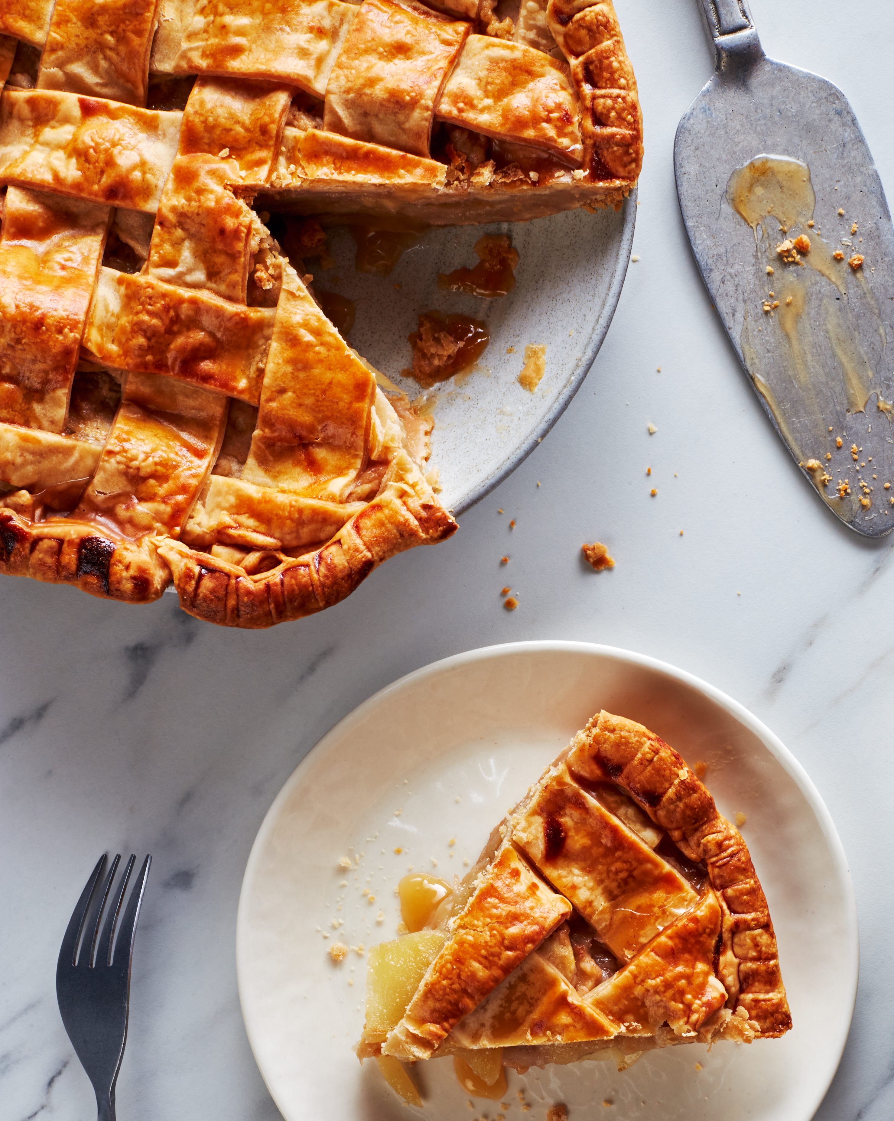Lattice topped apple pie - recipe development and food styling by toronto recipe developer and food stylist, Annabelle Waugh